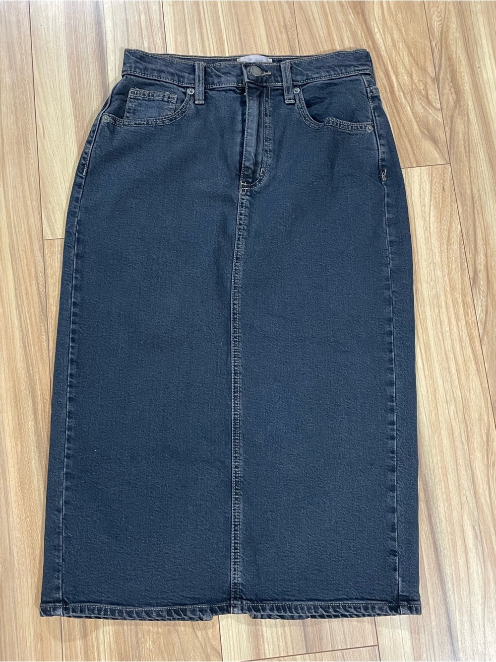 Universal Thread Black Denim Skirt with Back Slit.